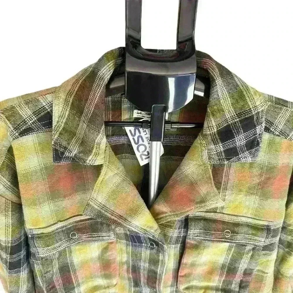 Free People We The Free Izzie Cargo Shirt Olive Combo NWOT Xs Shacket - Picture 3 of 10